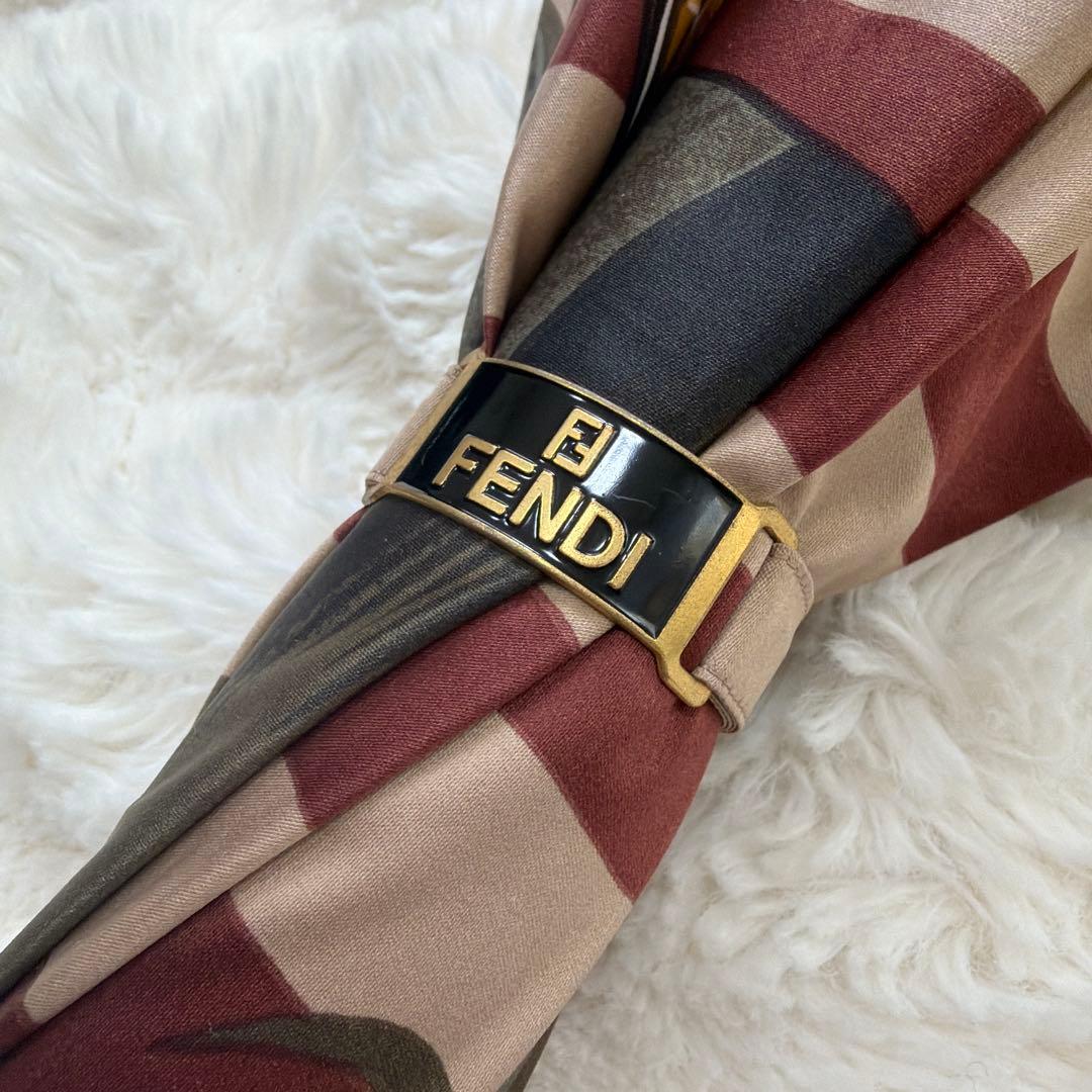 えびちゃん FENDI フェンディ ゴールド 長傘 アンブレラ スカーフ柄