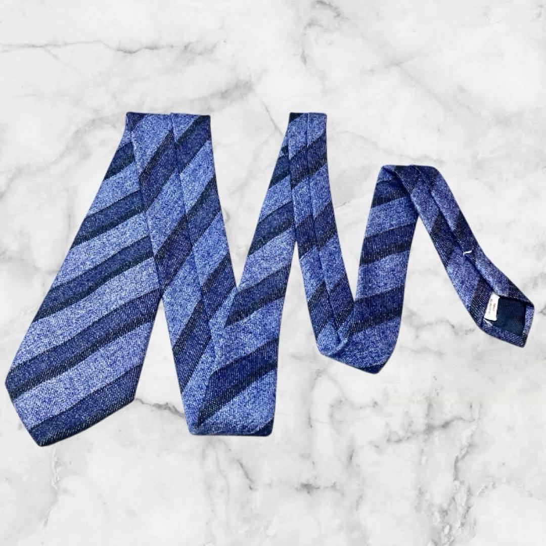 FRANCO BASSI/フランコバッシ ネクタイ ネイビー ストライプ