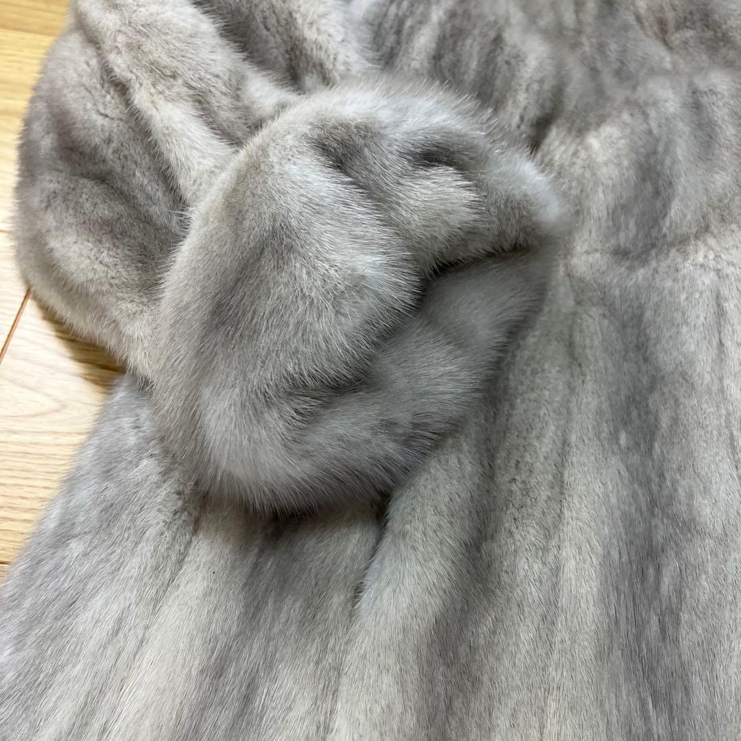 裾周り210 総丈108 ロールアップ袖 XL サファイアミンク ロングコート