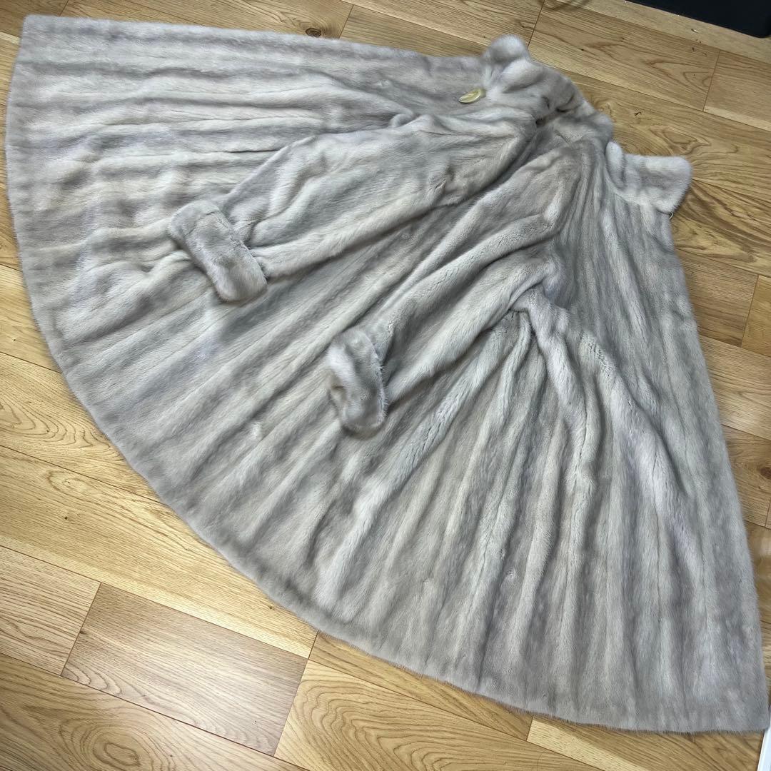 裾周り210 総丈108 ロールアップ袖 XL サファイアミンク ロングコート