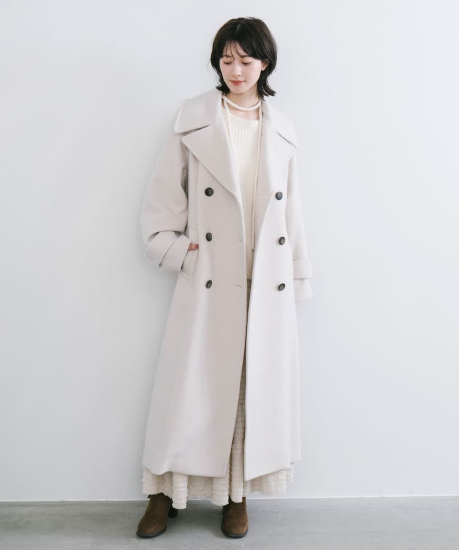 mayココディール　ビッグカラーロングトレンチコート