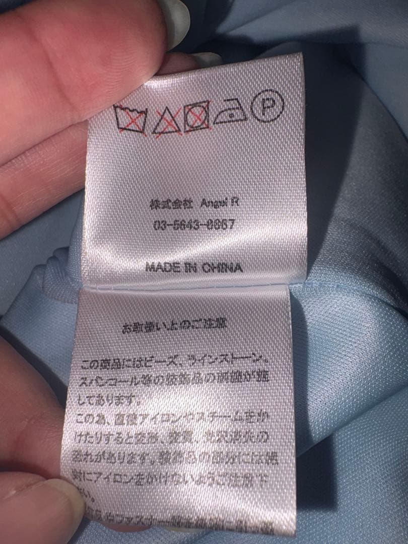 Angel R ビジューレース ミニドレス Mサイズ サックスブルー