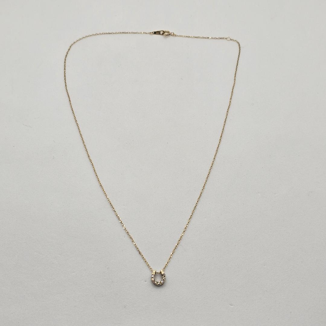K10馬蹄リバーシブルネックレス ダイヤ0.07ct アミュレット