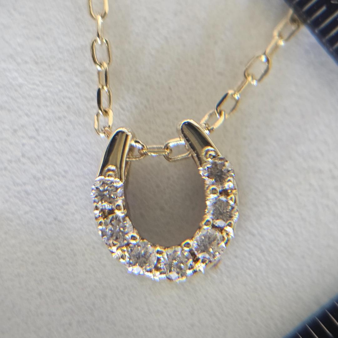 K10馬蹄リバーシブルネックレス ダイヤ0.07ct アミュレット