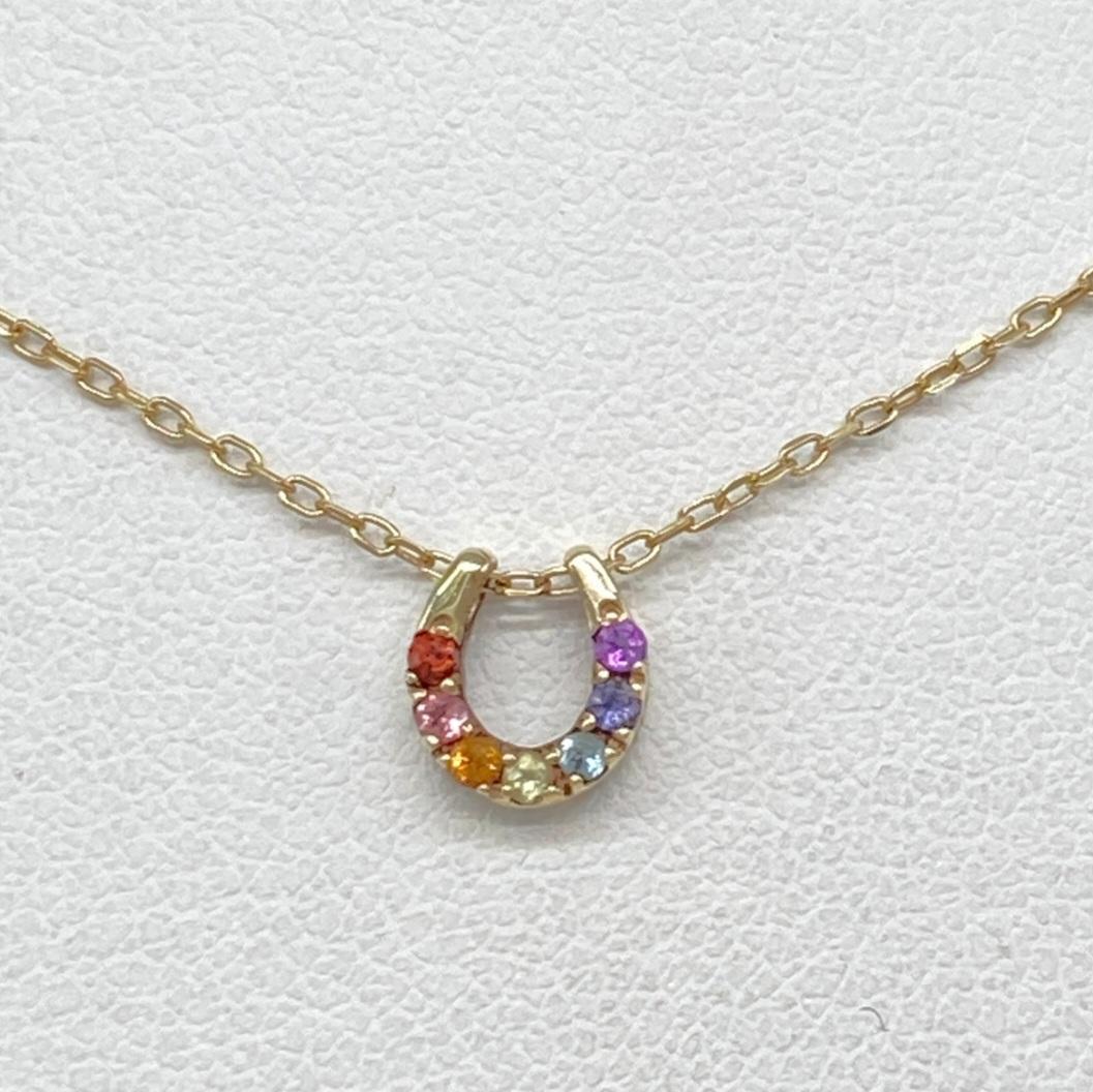 K10馬蹄リバーシブルネックレス ダイヤ0.07ct アミュレット