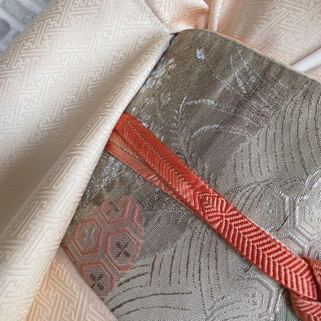 訪問着　フルセット　橘　手刺繍　鹿の子絞り　紗綾形地紋　入学式　卒業式　Q5