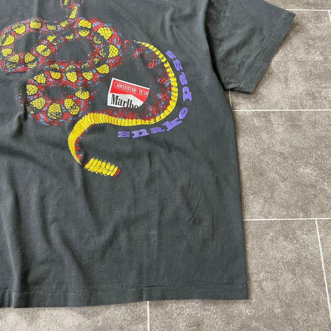 Mallboro マルボロ 蛇 スネークパス ポケットTシャツ 褪黒 XL