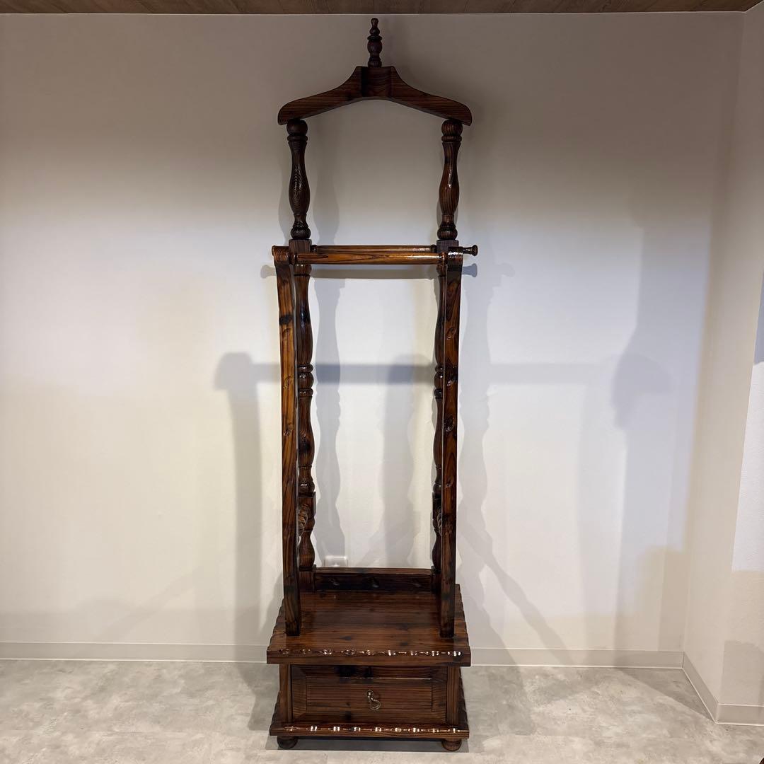 収納付きコートハンガー　バレットスタンド　木製　店舗什器