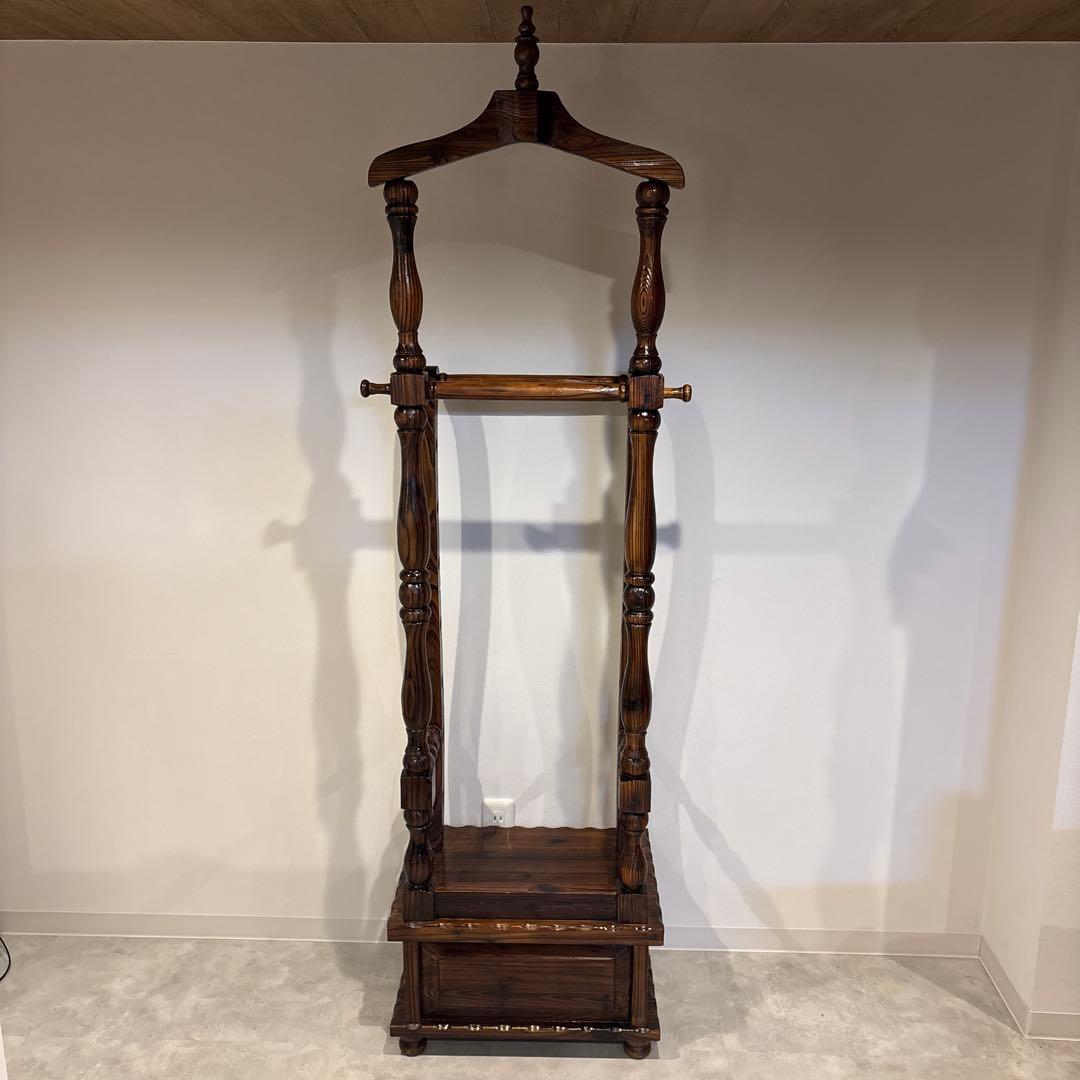 収納付きコートハンガー　バレットスタンド　木製　店舗什器