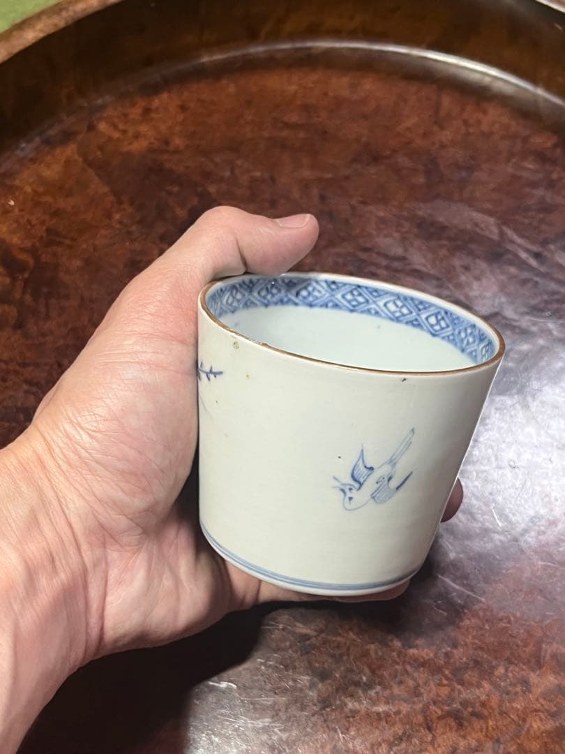 古伊万里　蕎麦猪口　あじさい　鶯　ウグイス　梅　紫陽花　民芸　民藝　青山二郎