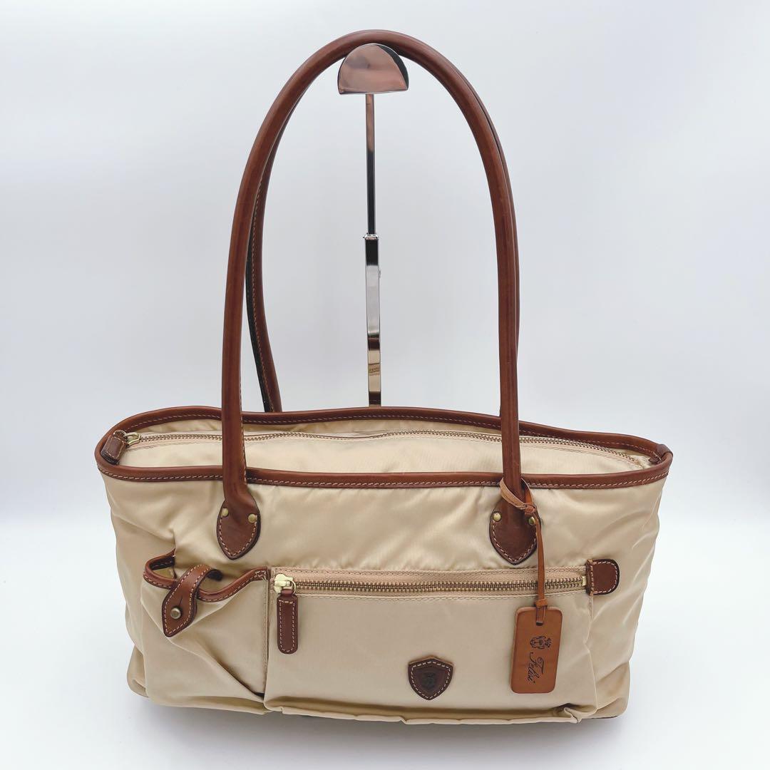 【未使用級】felisi 肩掛け イタリア製 トートバッグ ベージュ