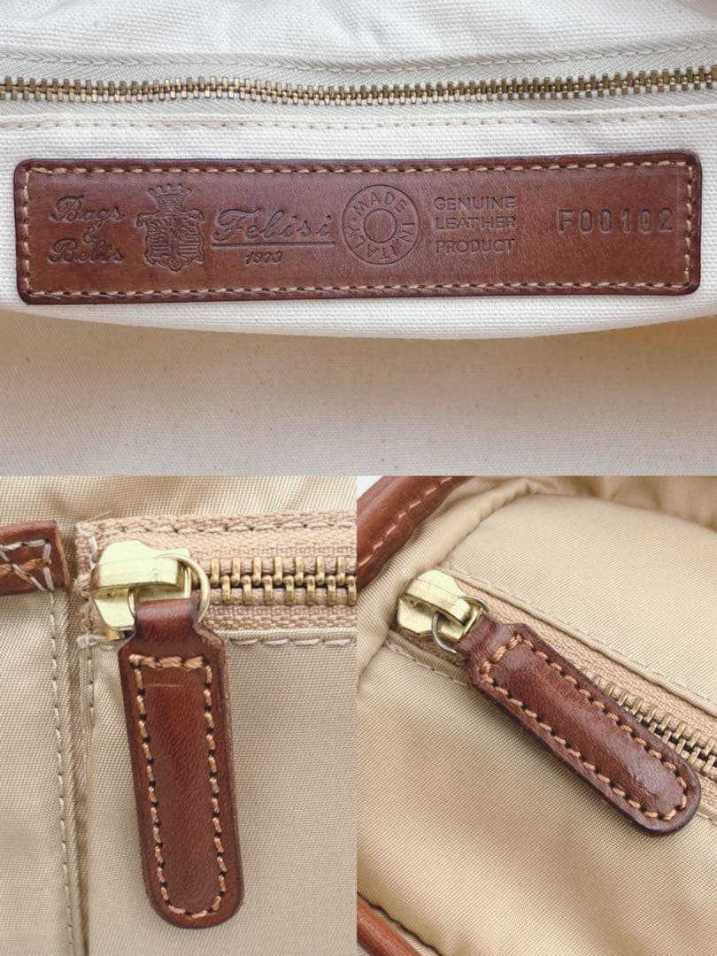 【未使用級】felisi 肩掛け イタリア製 トートバッグ ベージュ