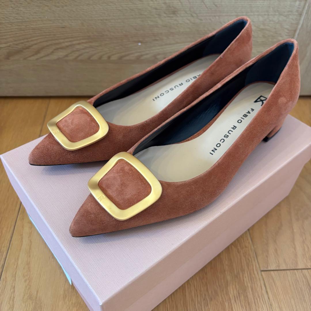 新品未使用ファビオルスコーニ　バックル　ローヒール　パンプス38 12/24まで