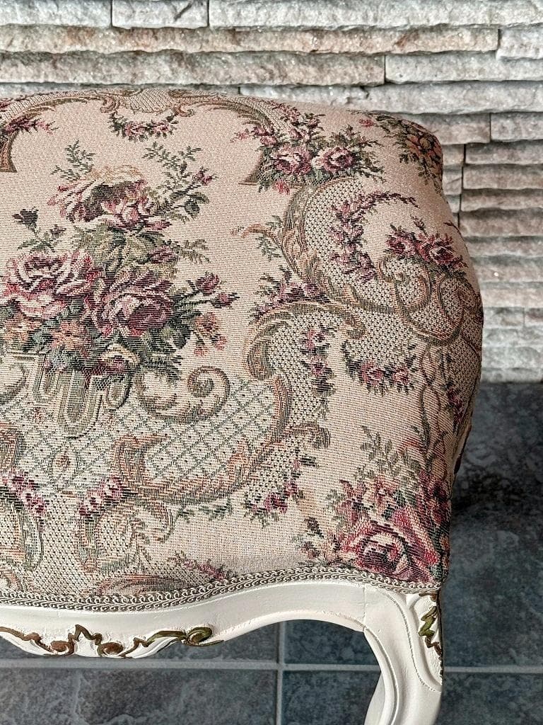 超美品　猫脚　スツール　ロココ　姫系　ファブリック　薔薇