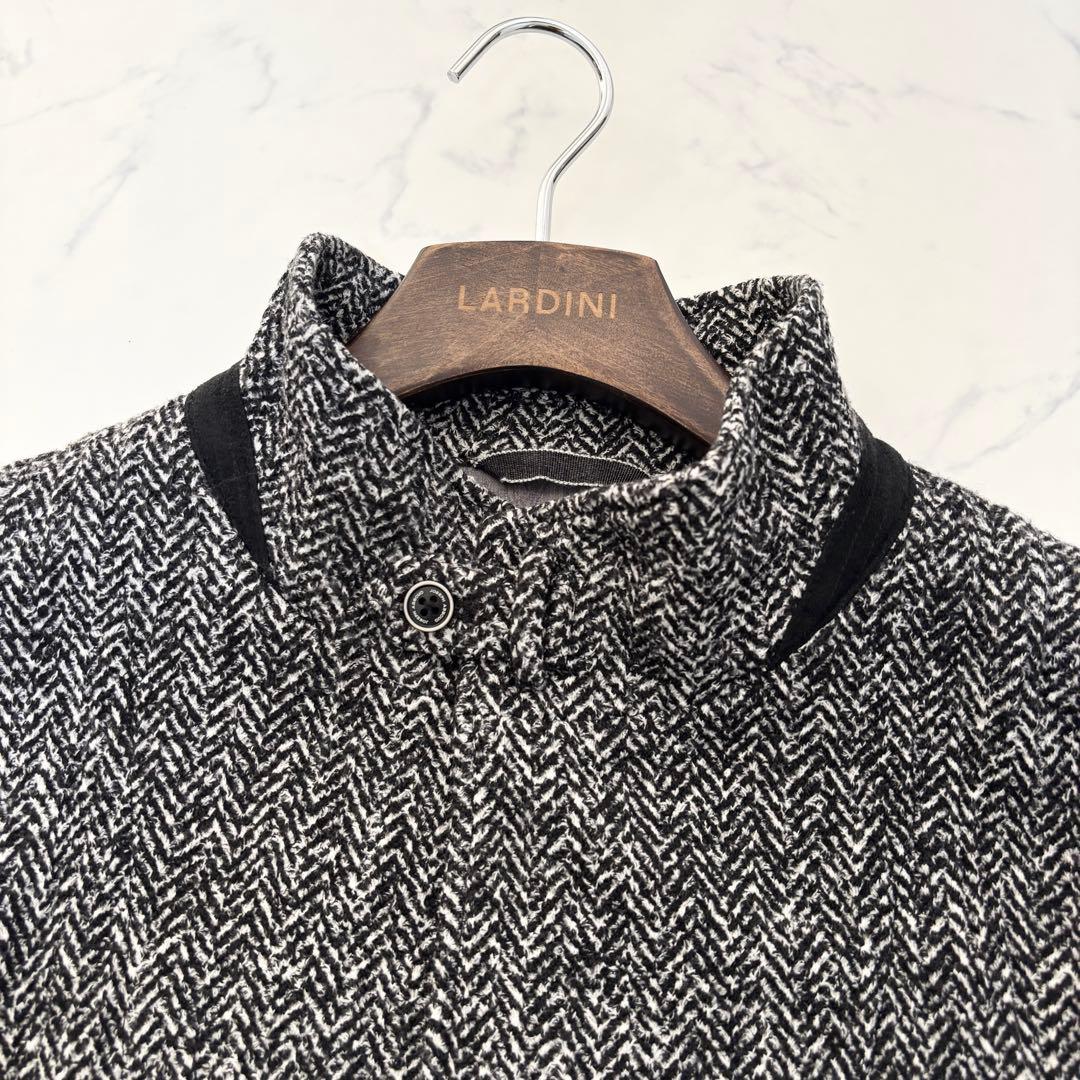 未使用 ジョセフアブード ニット ジャケット ヘリンボーン 黒白 3L