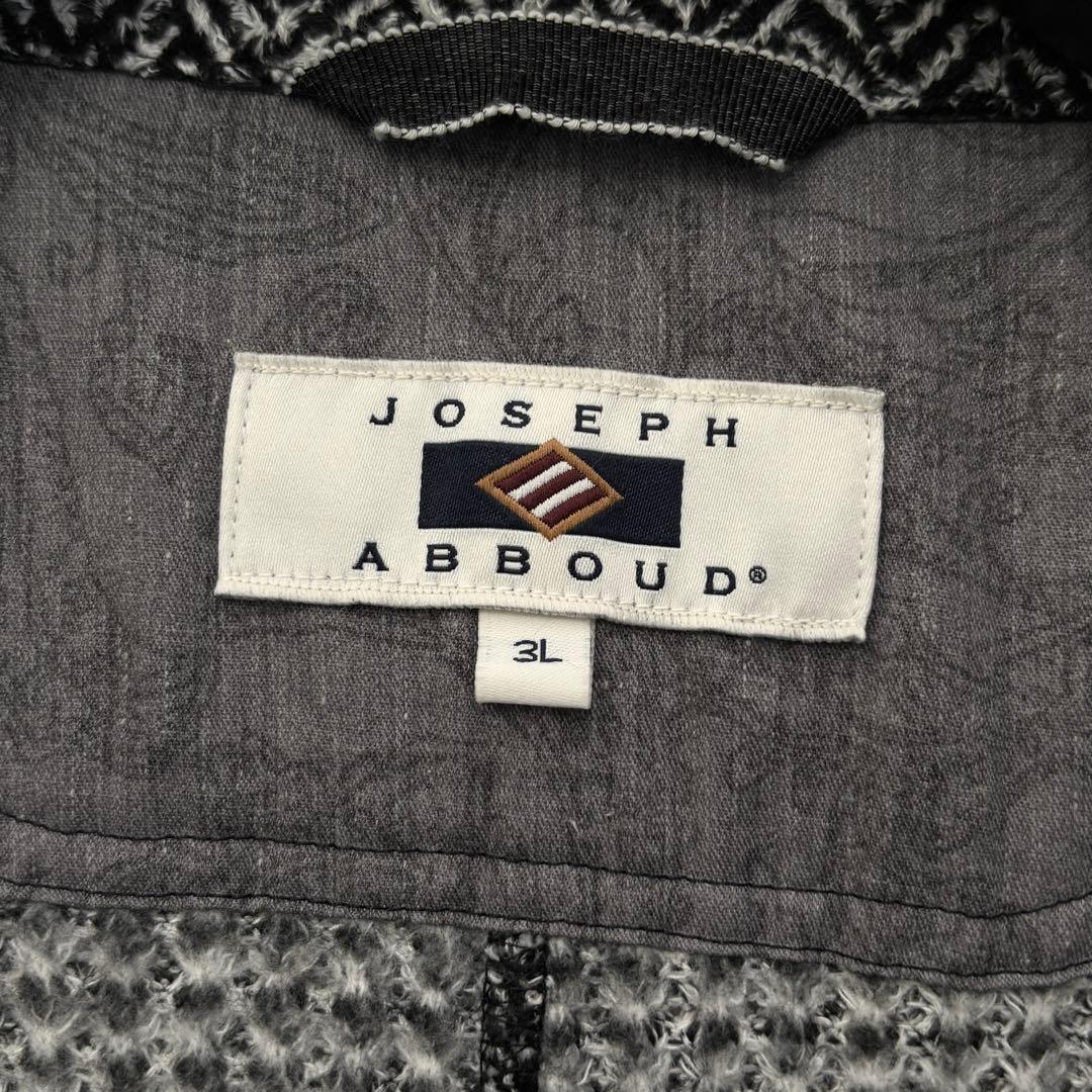 未使用 ジョセフアブード ニット ジャケット ヘリンボーン 黒白 3L