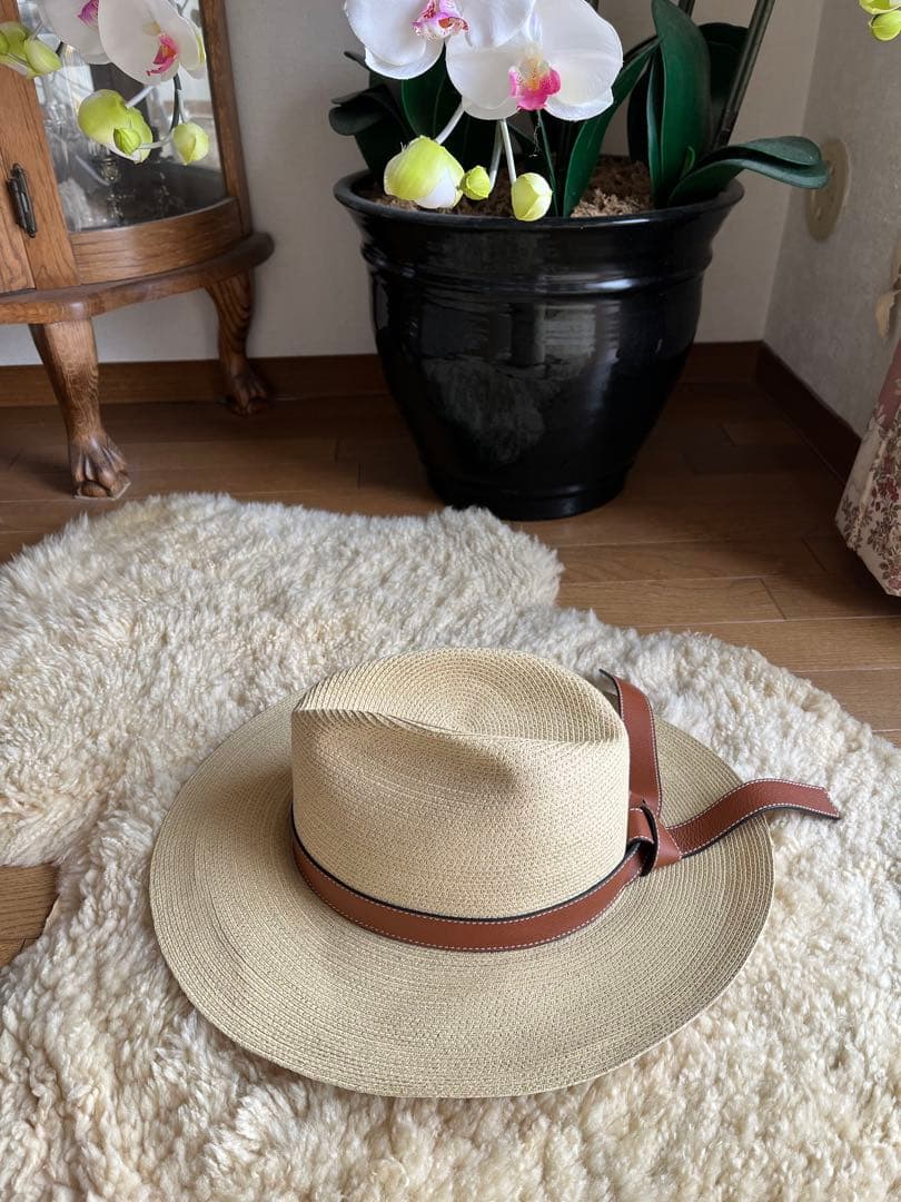 e*r様 ロエベ　パナマ帽x革リボン