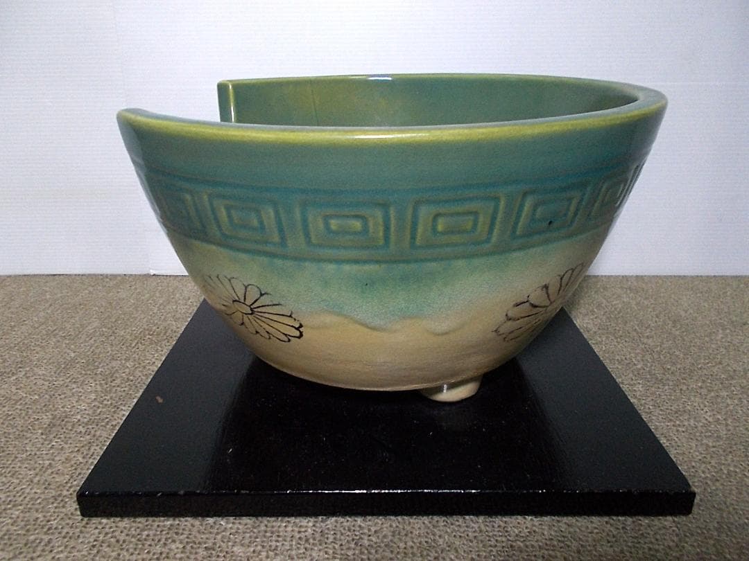 茶道具 織部焼風炉型野々田電熱器 茶釜 動作品 送料込み