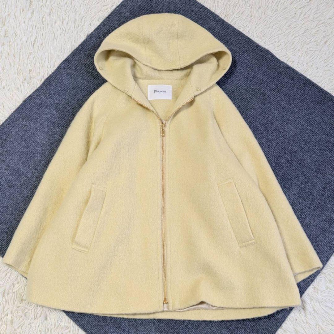 ダイアグラム 2way シャギーフードポンチョ コート ファー イエロー S