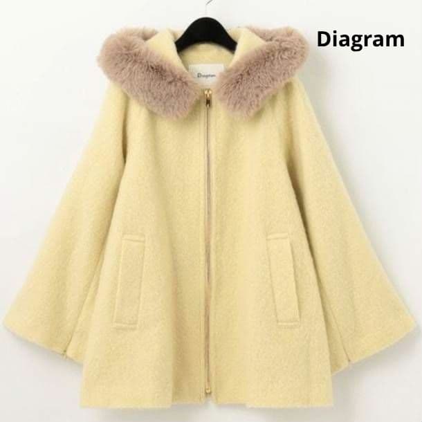 ダイアグラム 2way シャギーフードポンチョ コート ファー イエロー S