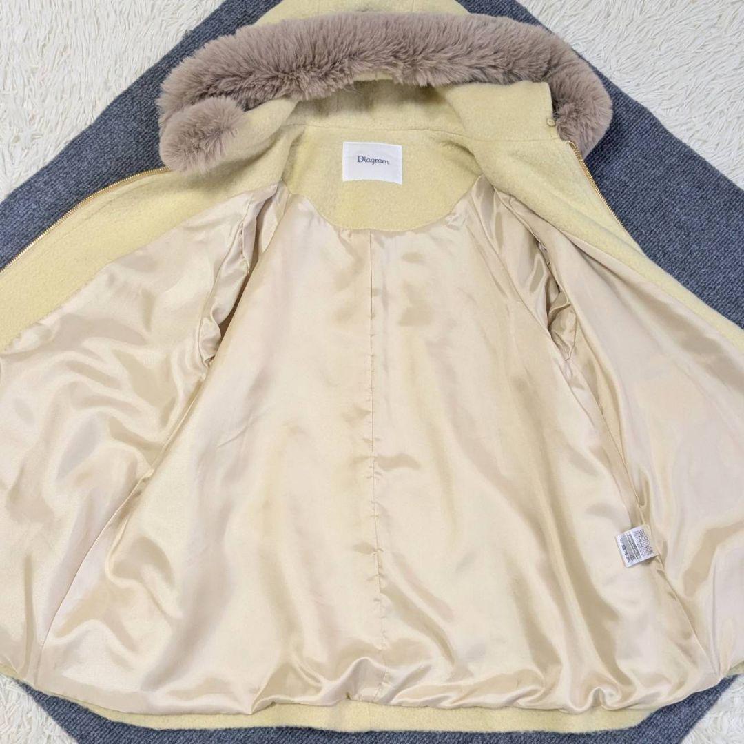 ダイアグラム 2way シャギーフードポンチョ コート ファー イエロー S