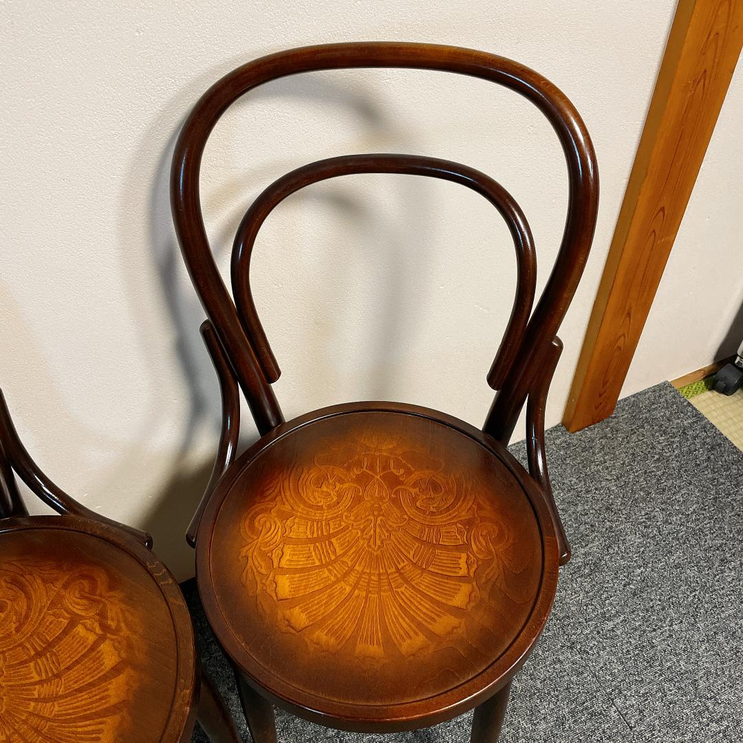 準美品　秋田木工 ダイニングチェア 2脚セット 曲げ木 椅子 ブナ材