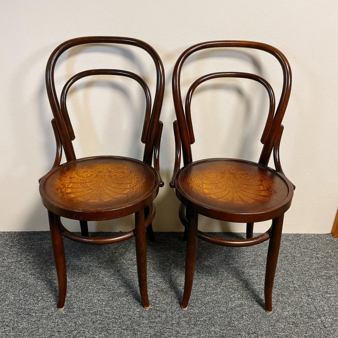 準美品　秋田木工 ダイニングチェア 2脚セット 曲げ木 椅子 ブナ材