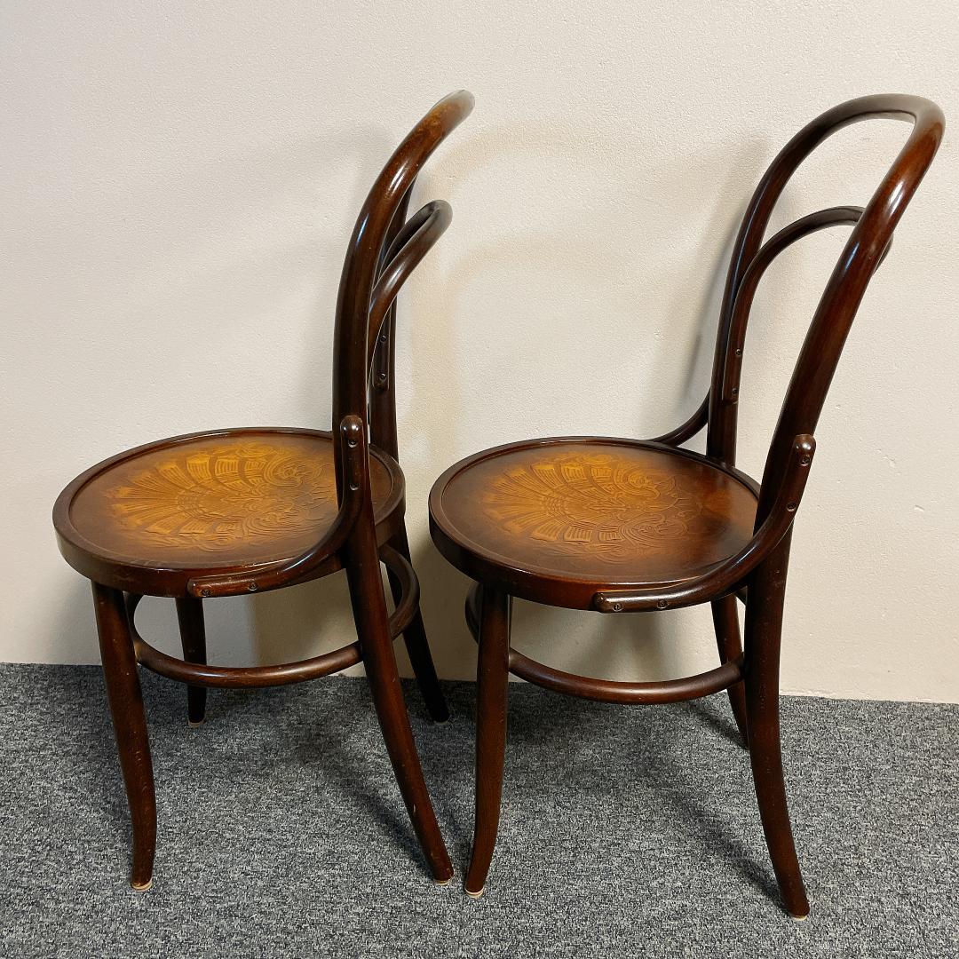準美品　秋田木工 ダイニングチェア 2脚セット 曲げ木 椅子 ブナ材
