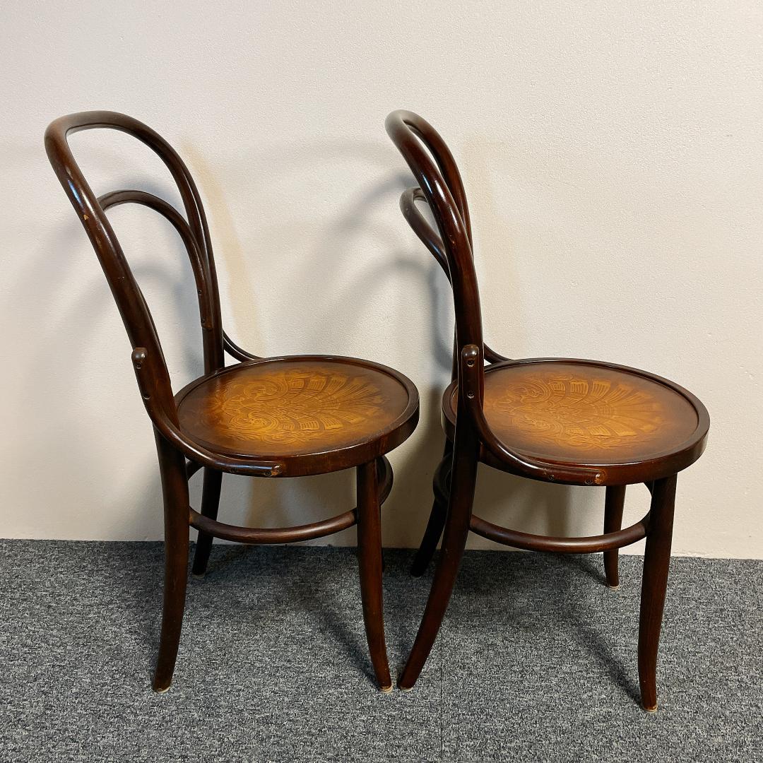 準美品　秋田木工 ダイニングチェア 2脚セット 曲げ木 椅子 ブナ材