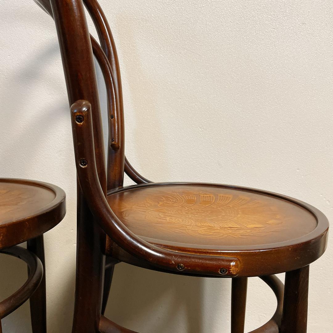 準美品　秋田木工 ダイニングチェア 2脚セット 曲げ木 椅子 ブナ材