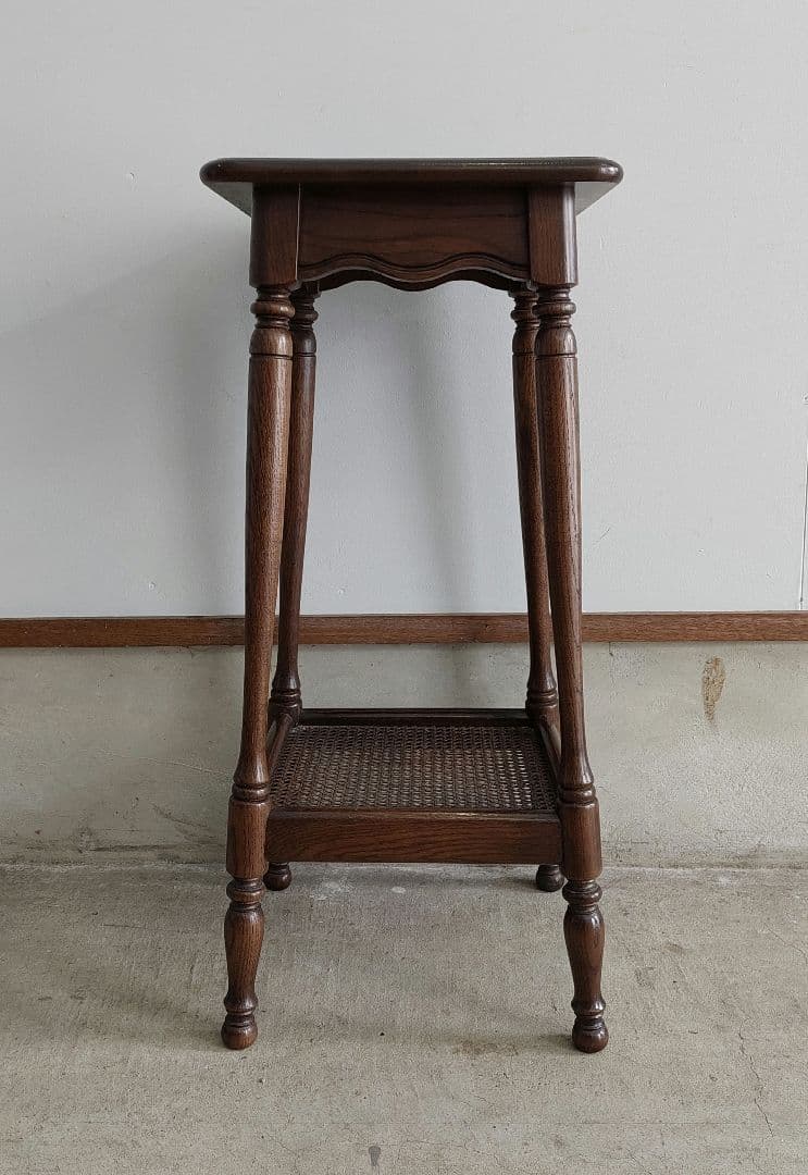 カリモク家具 フラワースタンド 電話台 サイドテーブル ラタン棚