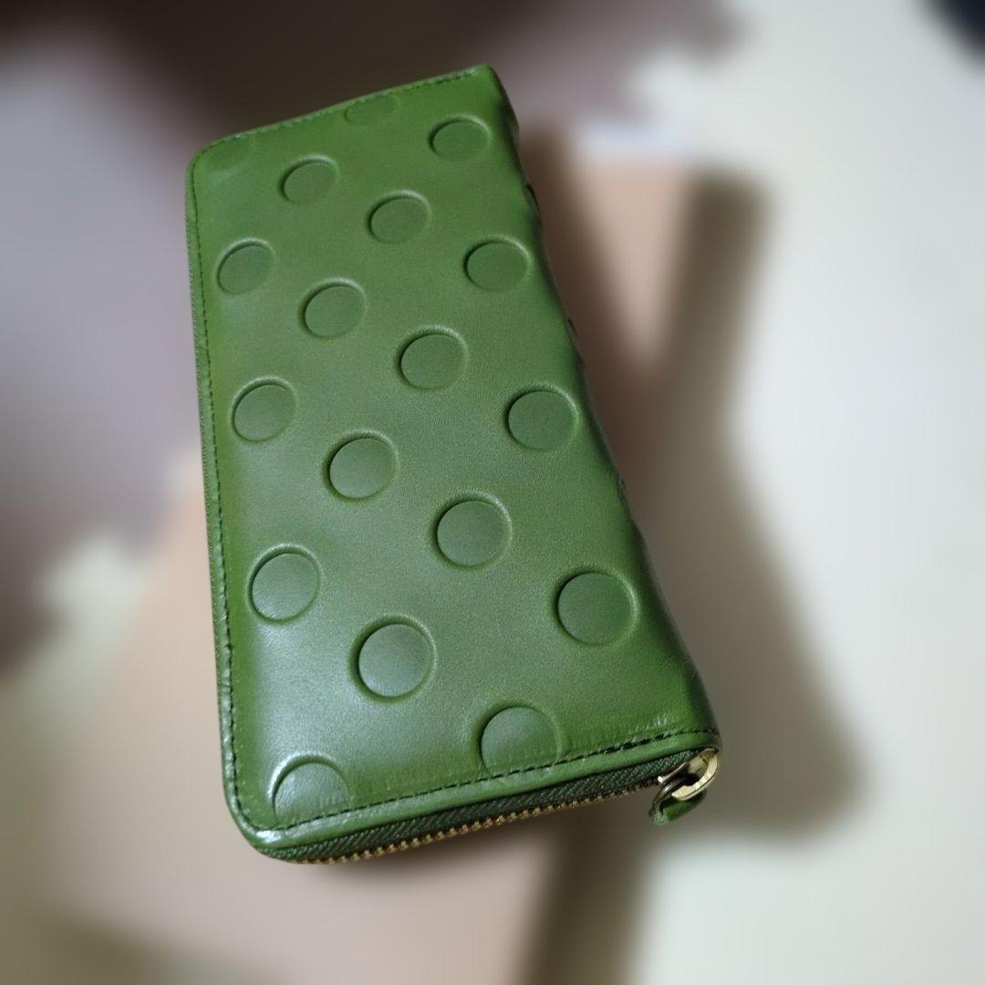 新品　未使用　ズッケロ　水玉　なが財布　本革　お財布 グリーン　コンパクト
