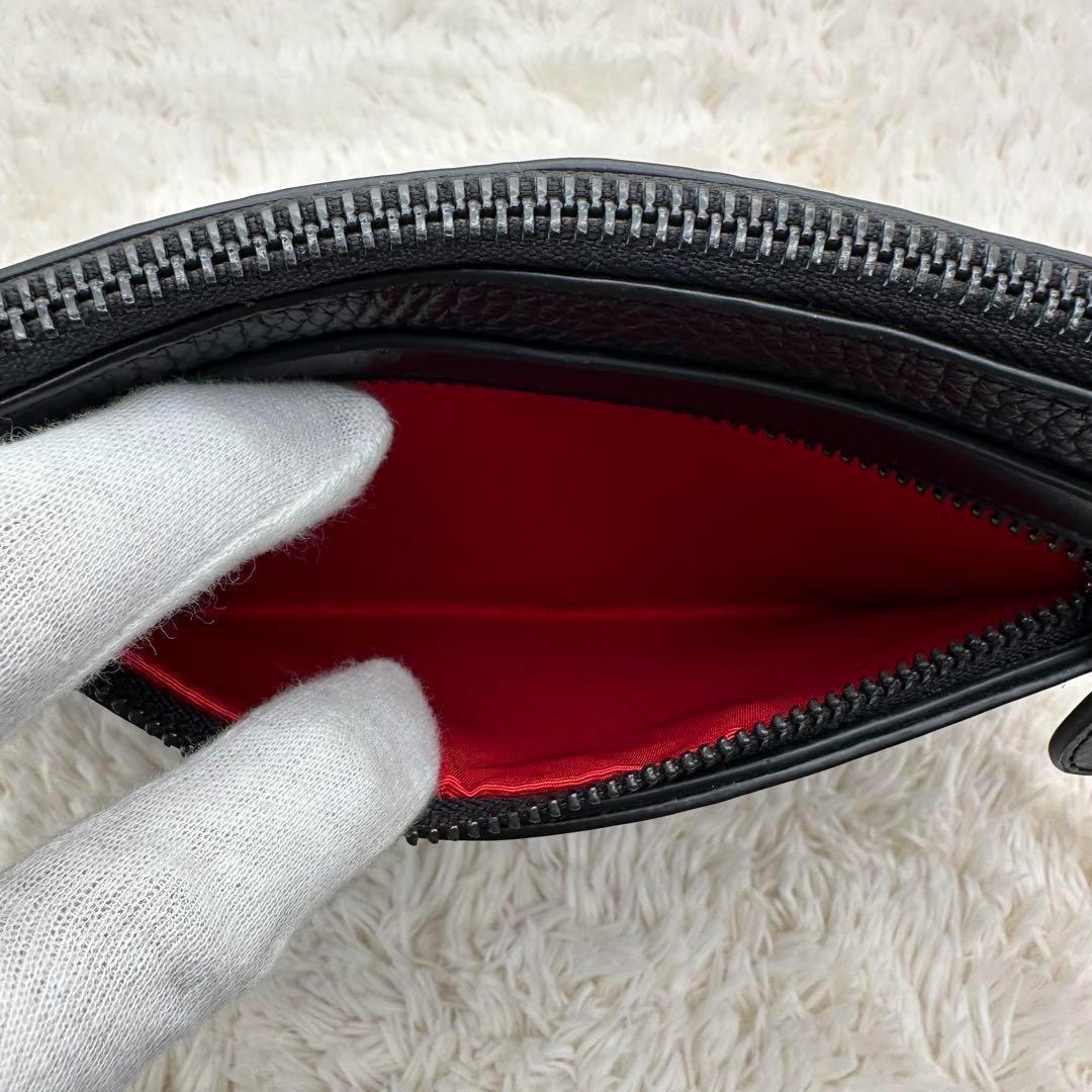 ✨極美品✨箱あり　ルブダン　セカンドバッグ　スタッズ　パネトーネ　シボ革　黒　赤