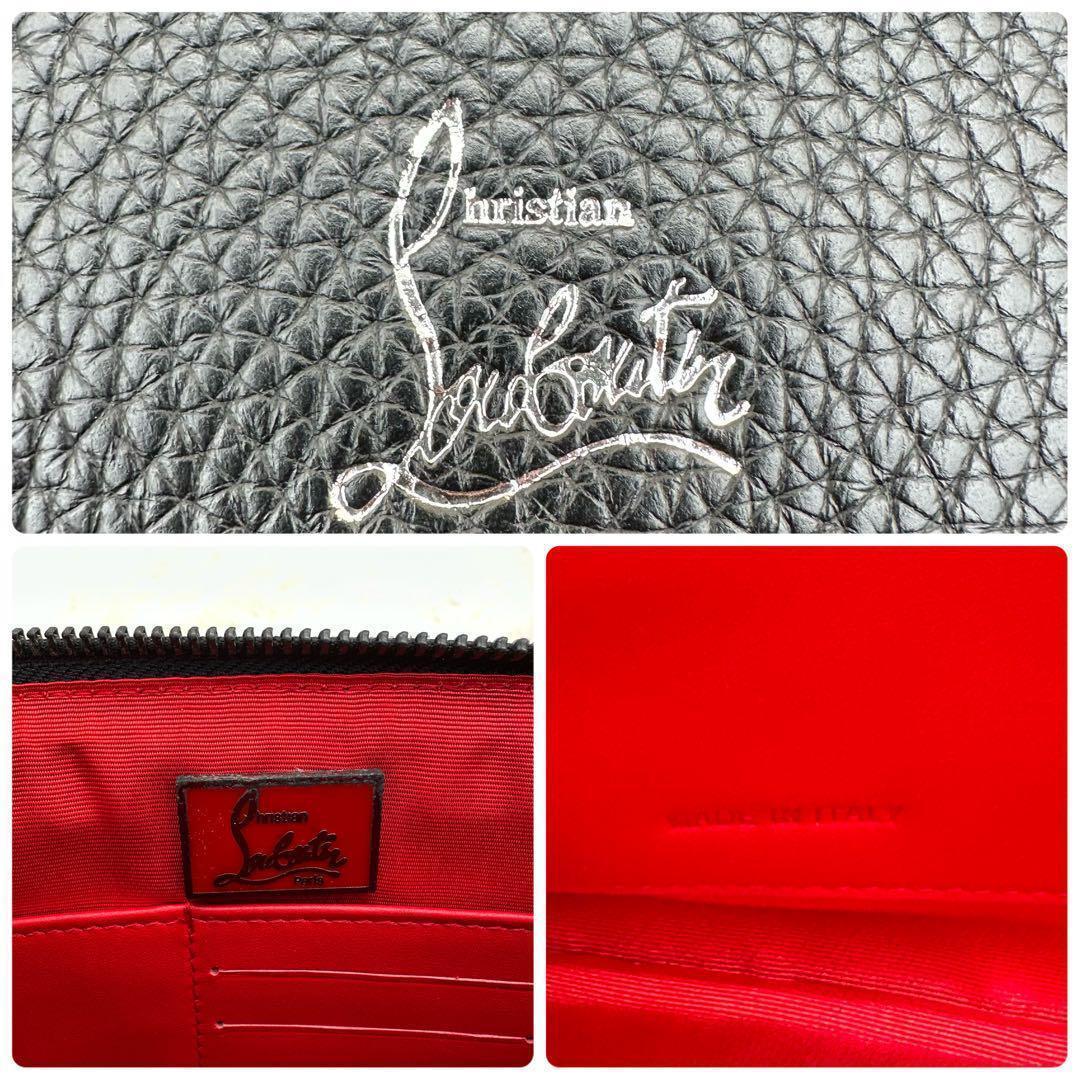✨極美品✨箱あり　ルブダン　セカンドバッグ　スタッズ　パネトーネ　シボ革　黒　赤