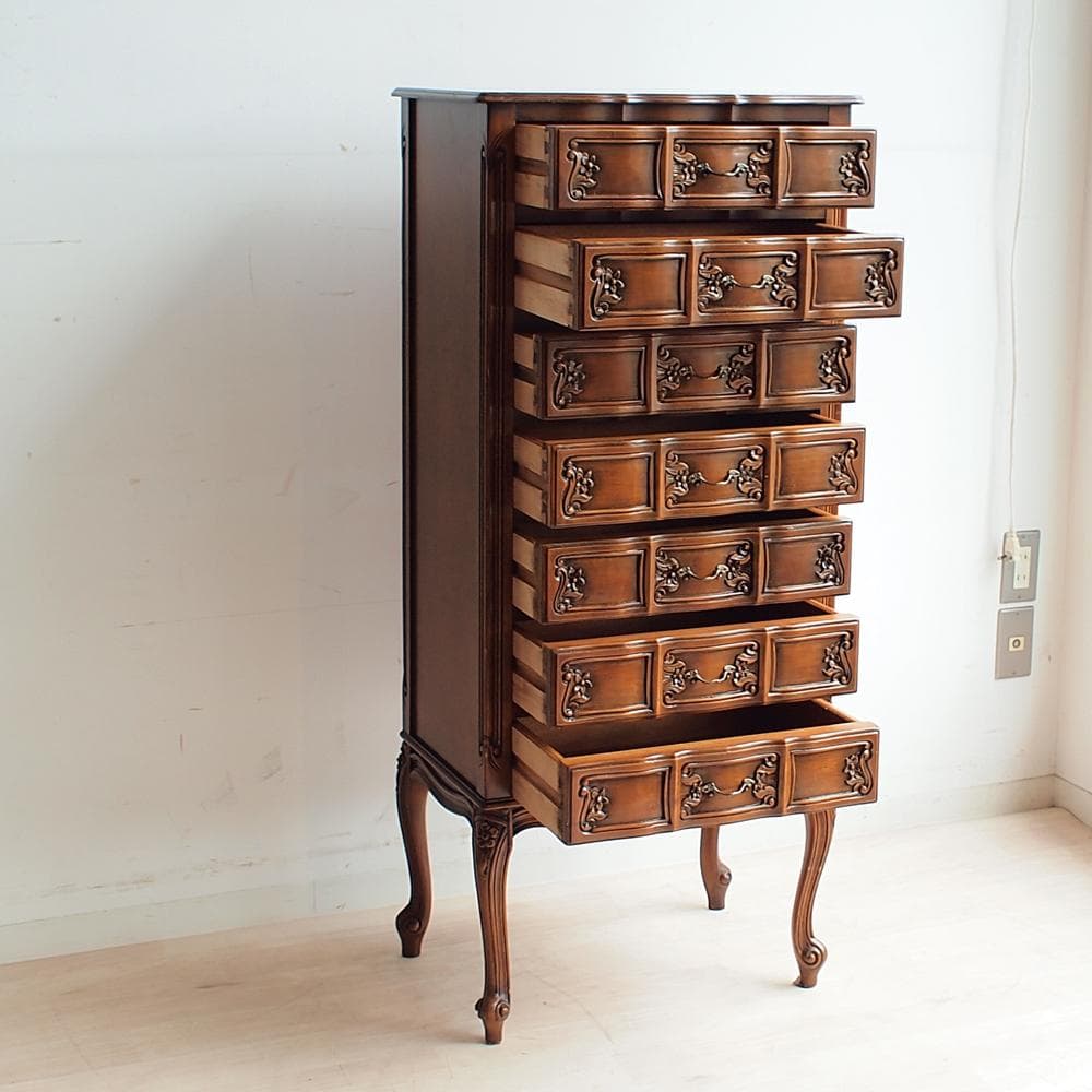 クラシカル 猫脚チェスト 7段 スリム イタリアンクラシックスタイル