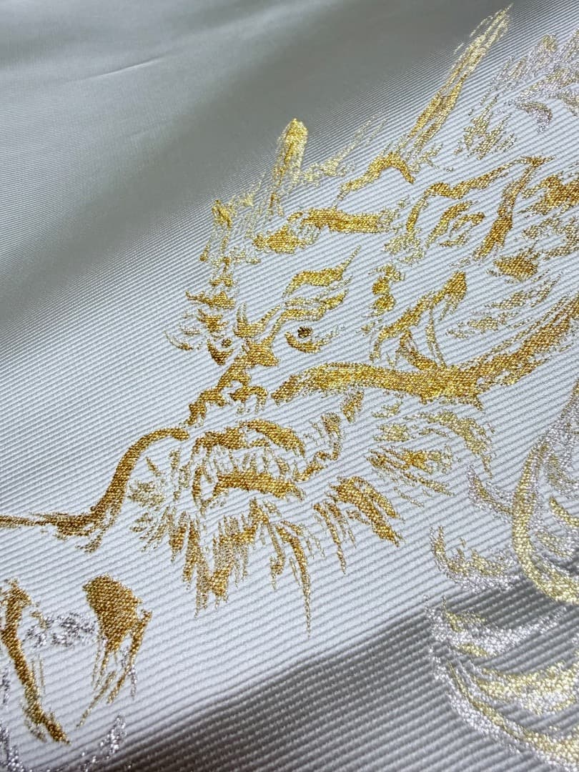 高級 袋帯 正絹 お太鼓柄 となみ織物 となみ帯 落款入 龍 ドラゴン 訪問着