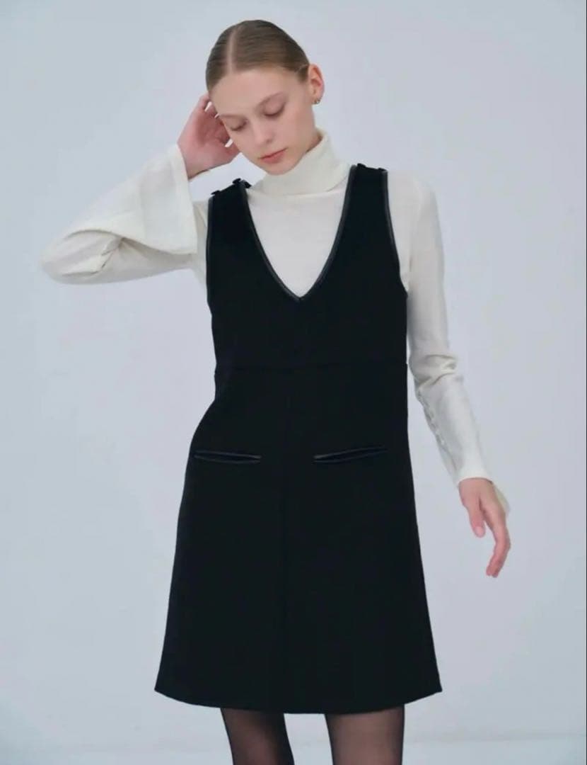 ワンピース laubeblanc leather trimmed jumper dress