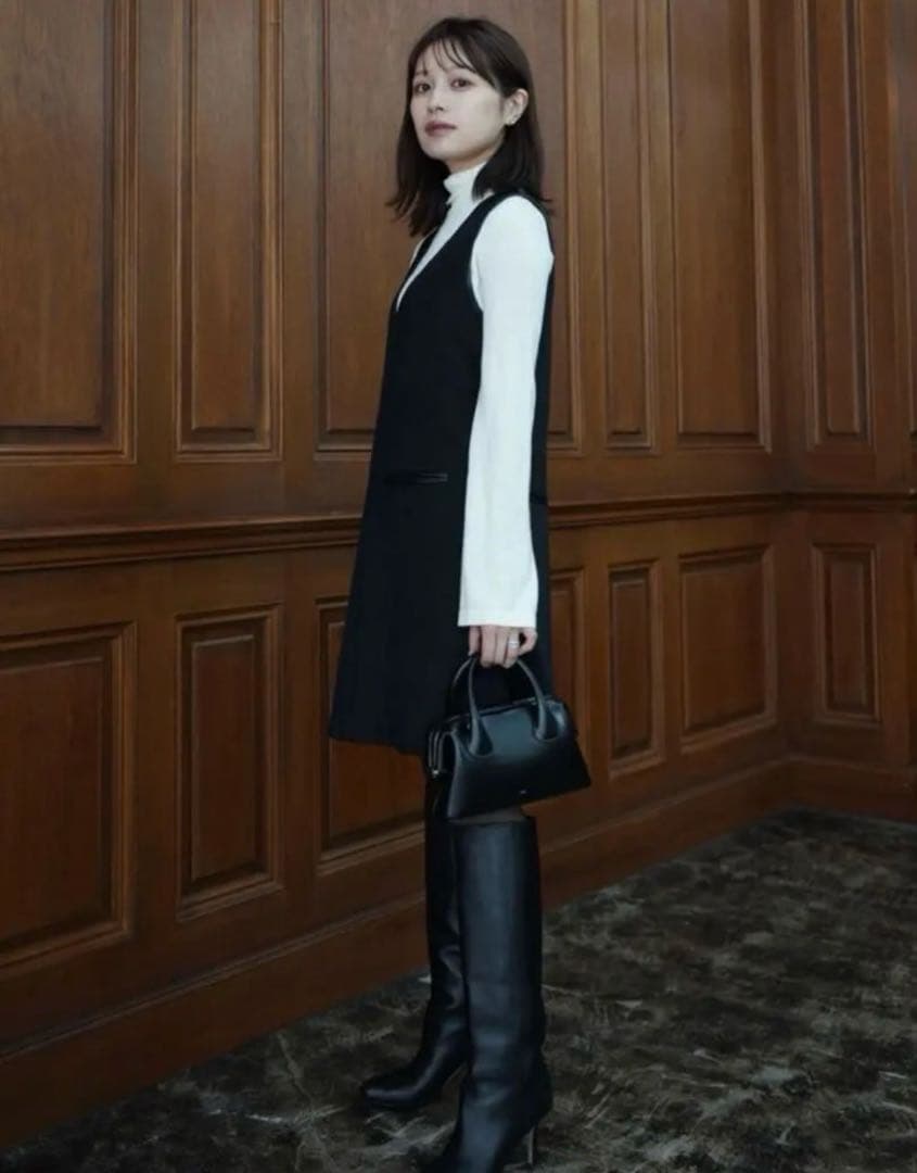 ワンピース laubeblanc leather trimmed jumper dress