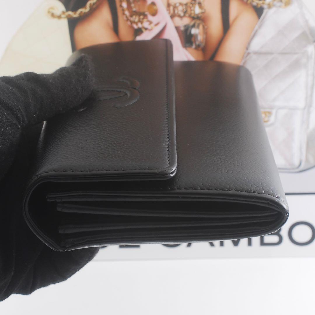 美品＊CHANEL＊シャネル＊キャビアスキン＊長財布＊フラップウォレット＊ココ