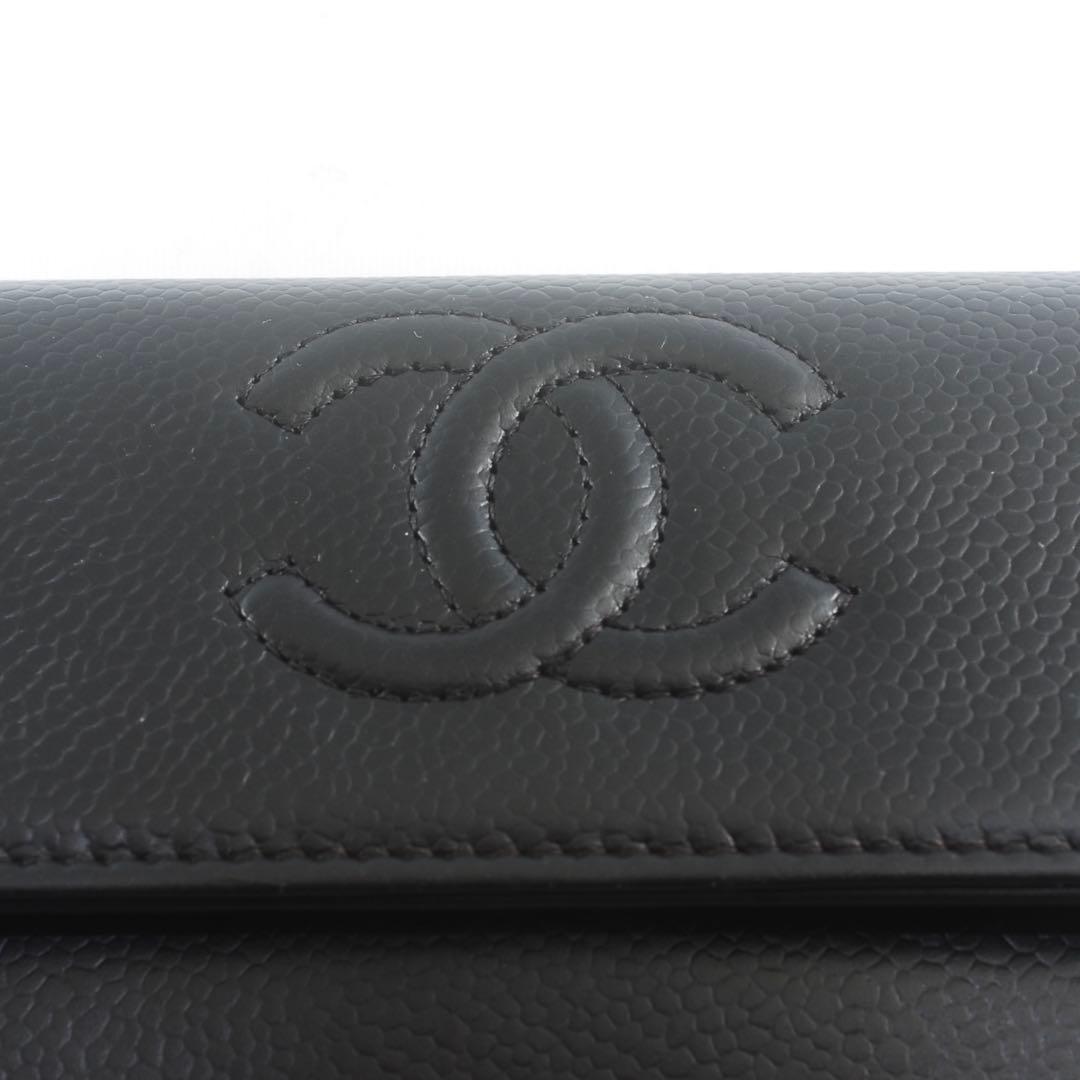 美品＊CHANEL＊シャネル＊キャビアスキン＊長財布＊フラップウォレット＊ココ