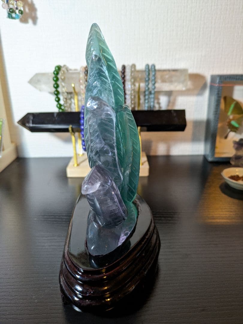 さっぽページ✨　超高品質✨ フローライト 九尾の彫物 高さ約20cm
