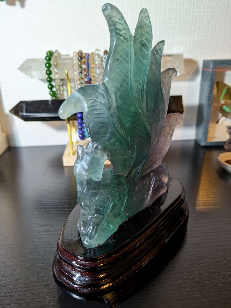 さっぽページ✨　超高品質✨ フローライト 九尾の彫物 高さ約20cm