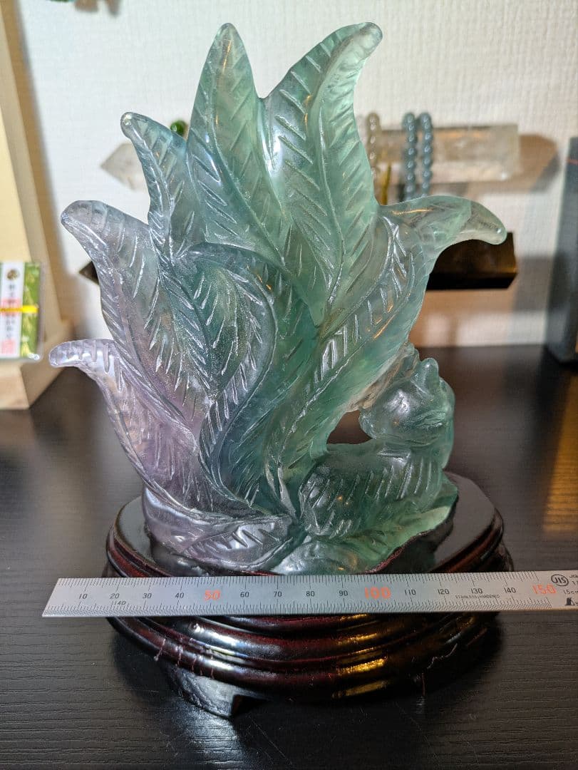 さっぽページ✨　超高品質✨ フローライト 九尾の彫物 高さ約20cm