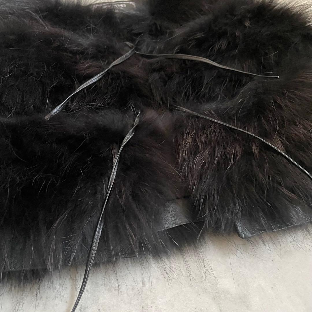 ファージャケット　ラムレザー　フォックスファー　革紐　短丈　アメカジ　グランジ