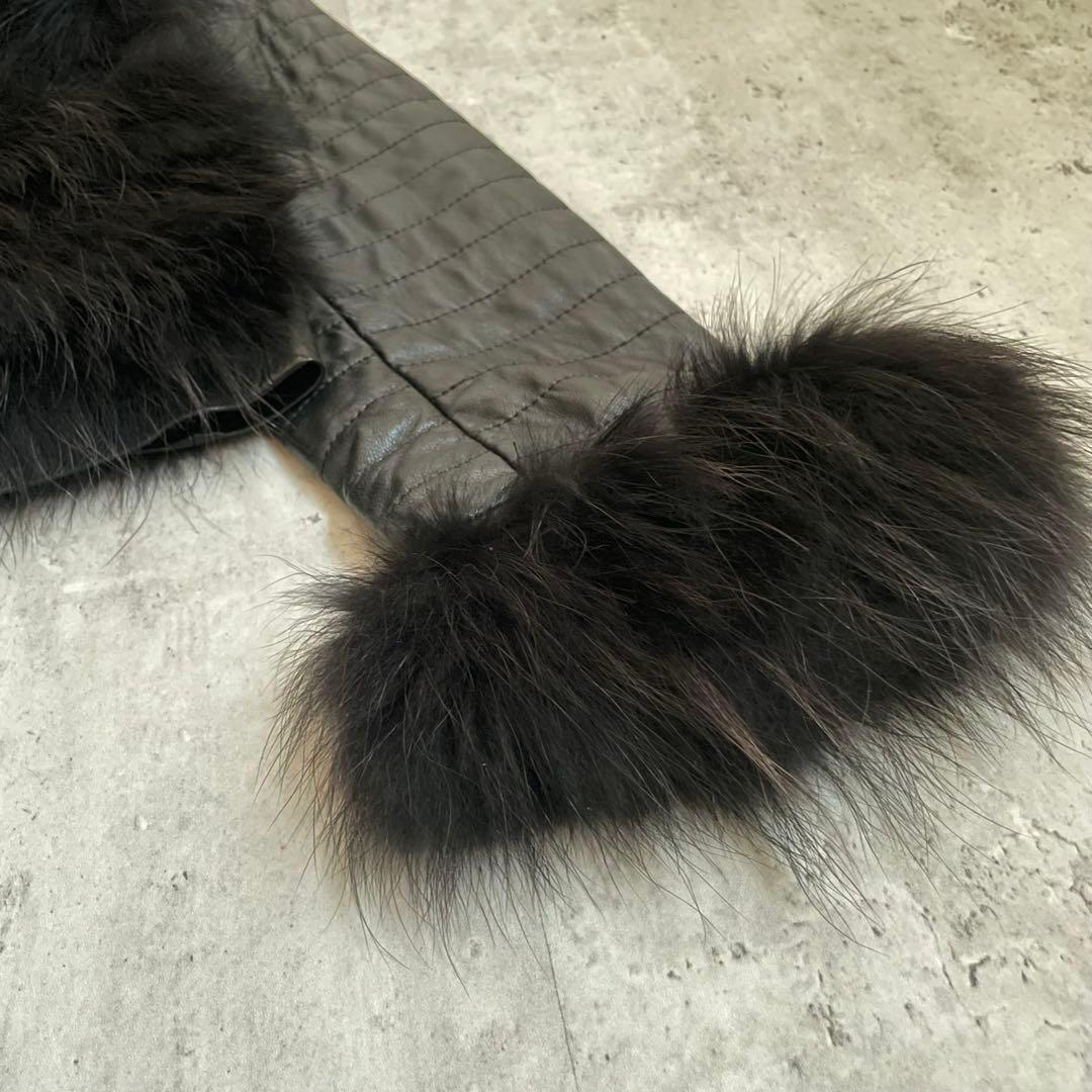 ファージャケット　ラムレザー　フォックスファー　革紐　短丈　アメカジ　グランジ