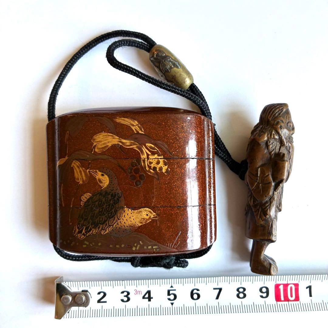 時代鶉蒔絵印籠