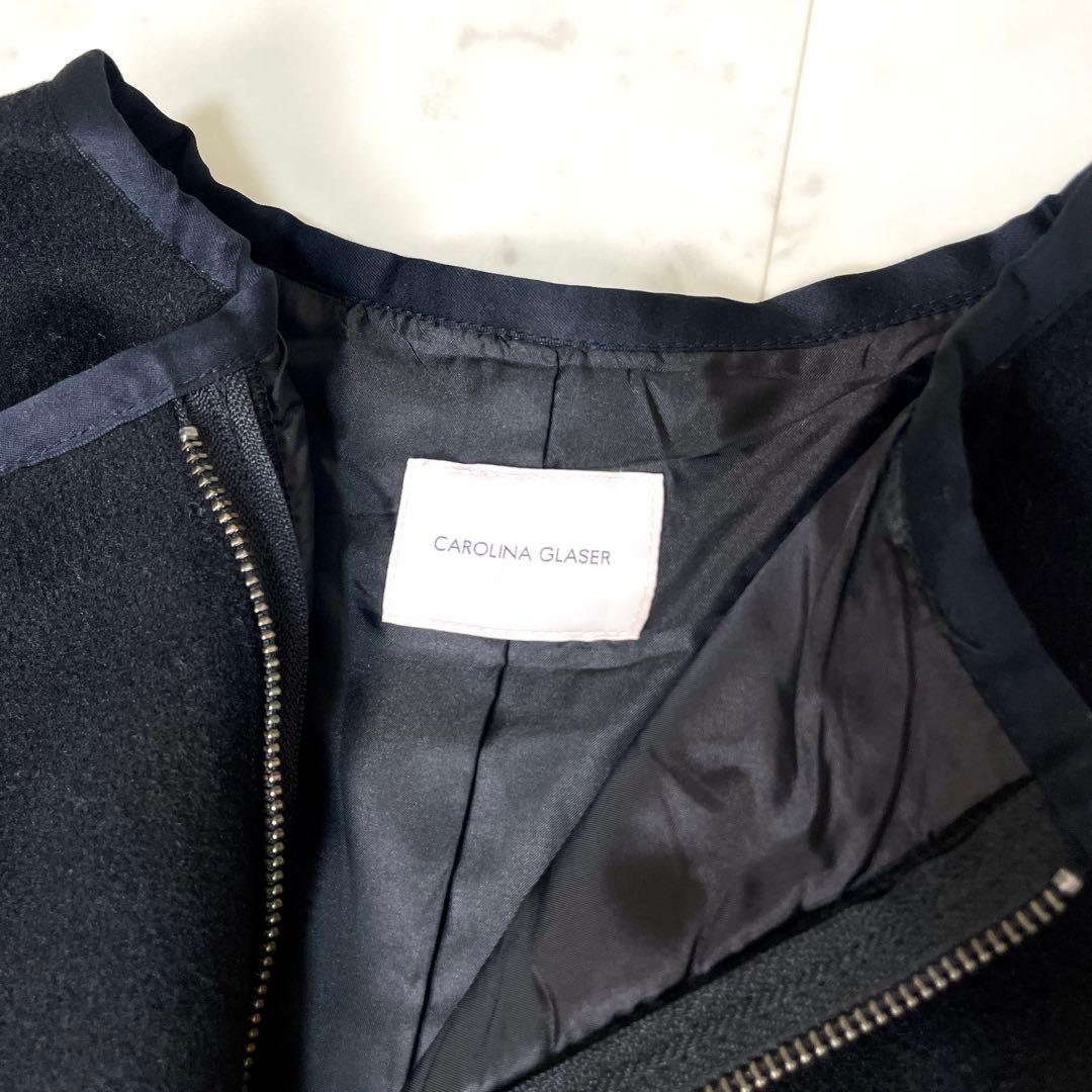 【極美品】カロリナグレイサー キルティング配色コート ブラック F