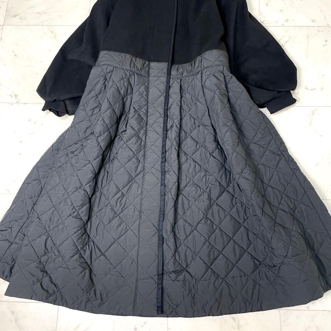 【極美品】カロリナグレイサー キルティング配色コート ブラック F