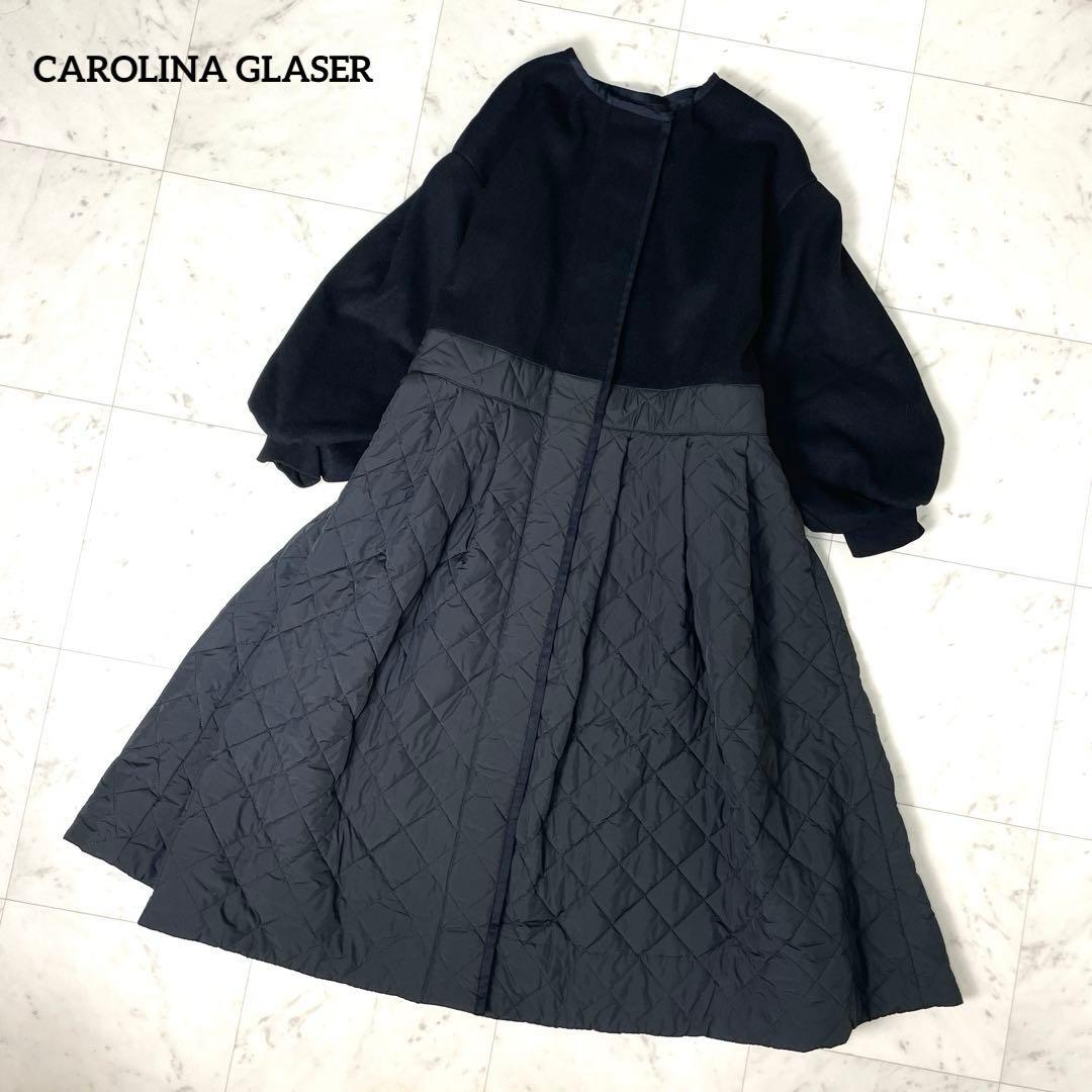【極美品】カロリナグレイサー キルティング配色コート ブラック F