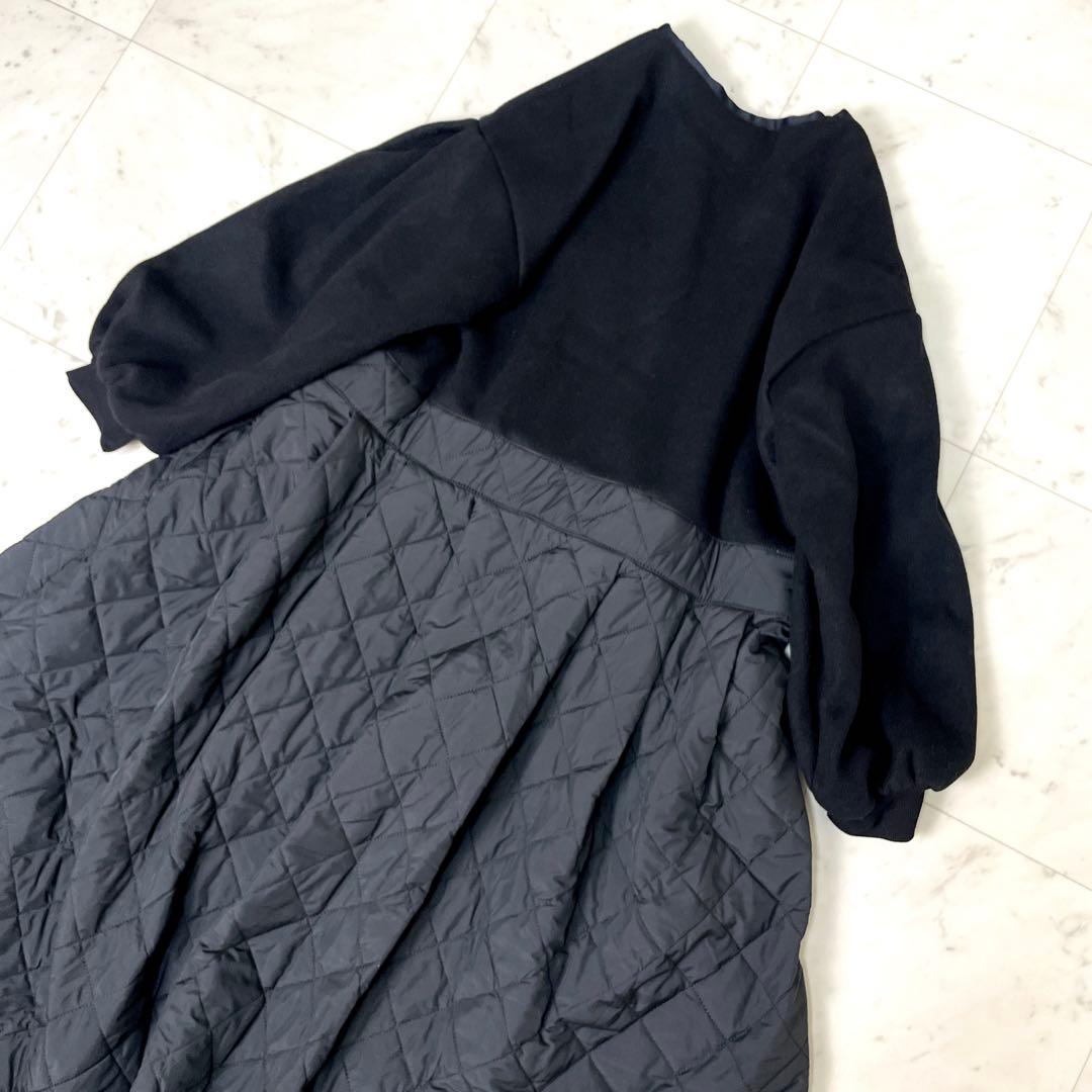 【極美品】カロリナグレイサー キルティング配色コート ブラック F